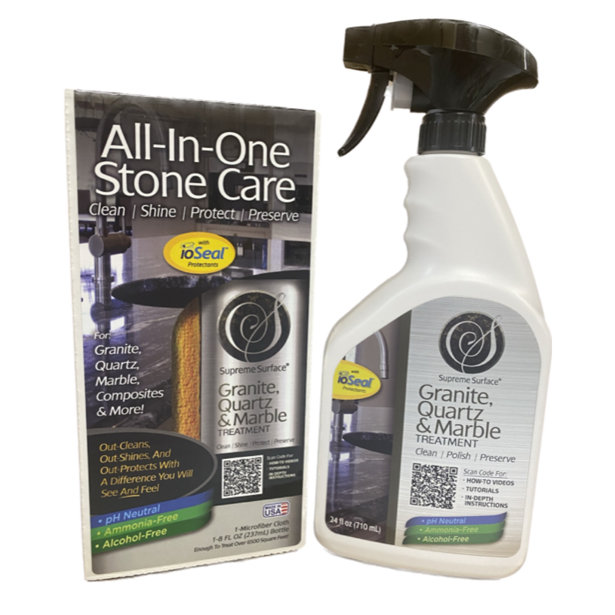 Supreme Surface Granite Quartz & Marble Treatment, 8oz and 24oz Spray bottles