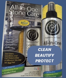 Supreme Surface® All-In-One Stone Care with ioSeal® / Granite Quartz & Marble Treatment → GUARD (The hero product: cleans + beautifies + protects in one step with ioSeal® ionic technology.)