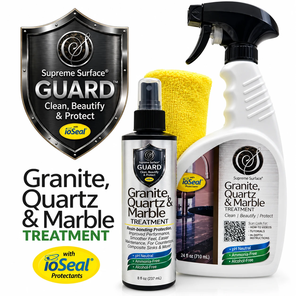 Supreme Surface® GUARD Granite, Quartz & Marble Treatment with ioSeal® Technology